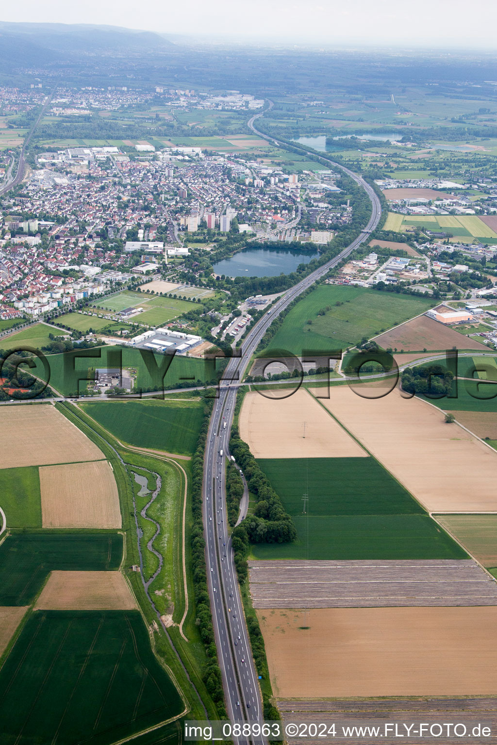 Bensheim in the state Hesse, Germany from above