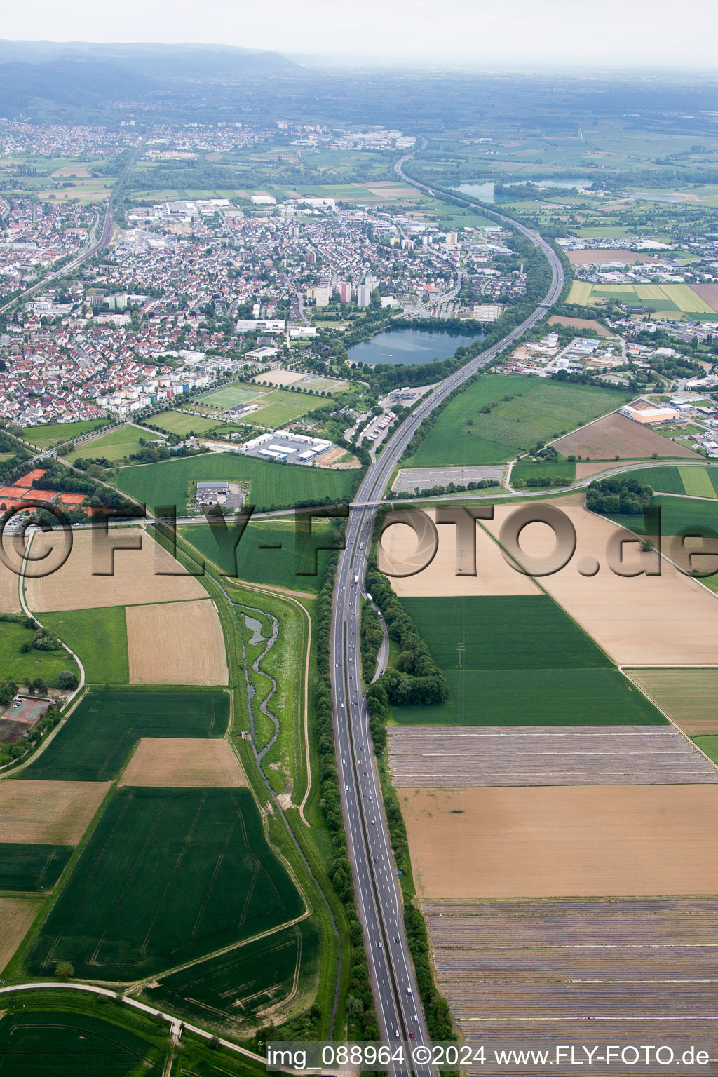 Route of the highway A5 in the district Auerbach in Bensheim in the state Hesse