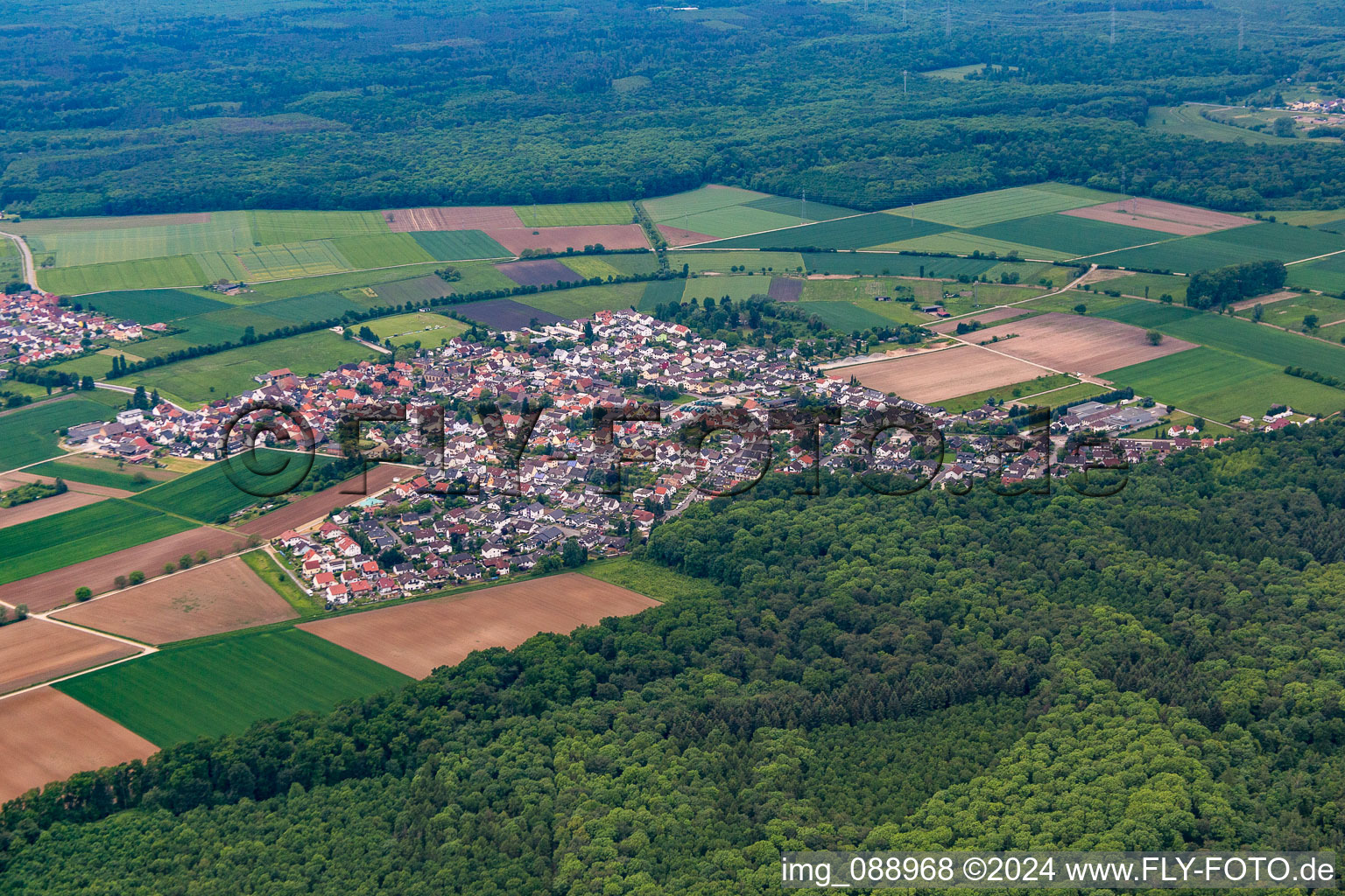 Aerial photograpy of District Fehlheim in Bensheim in the state Hesse, Germany