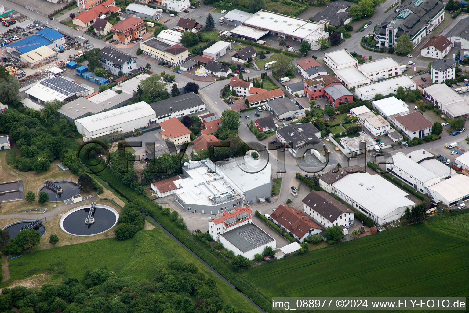 Industrial area W in Bensheim in the state Hesse, Germany out of the air