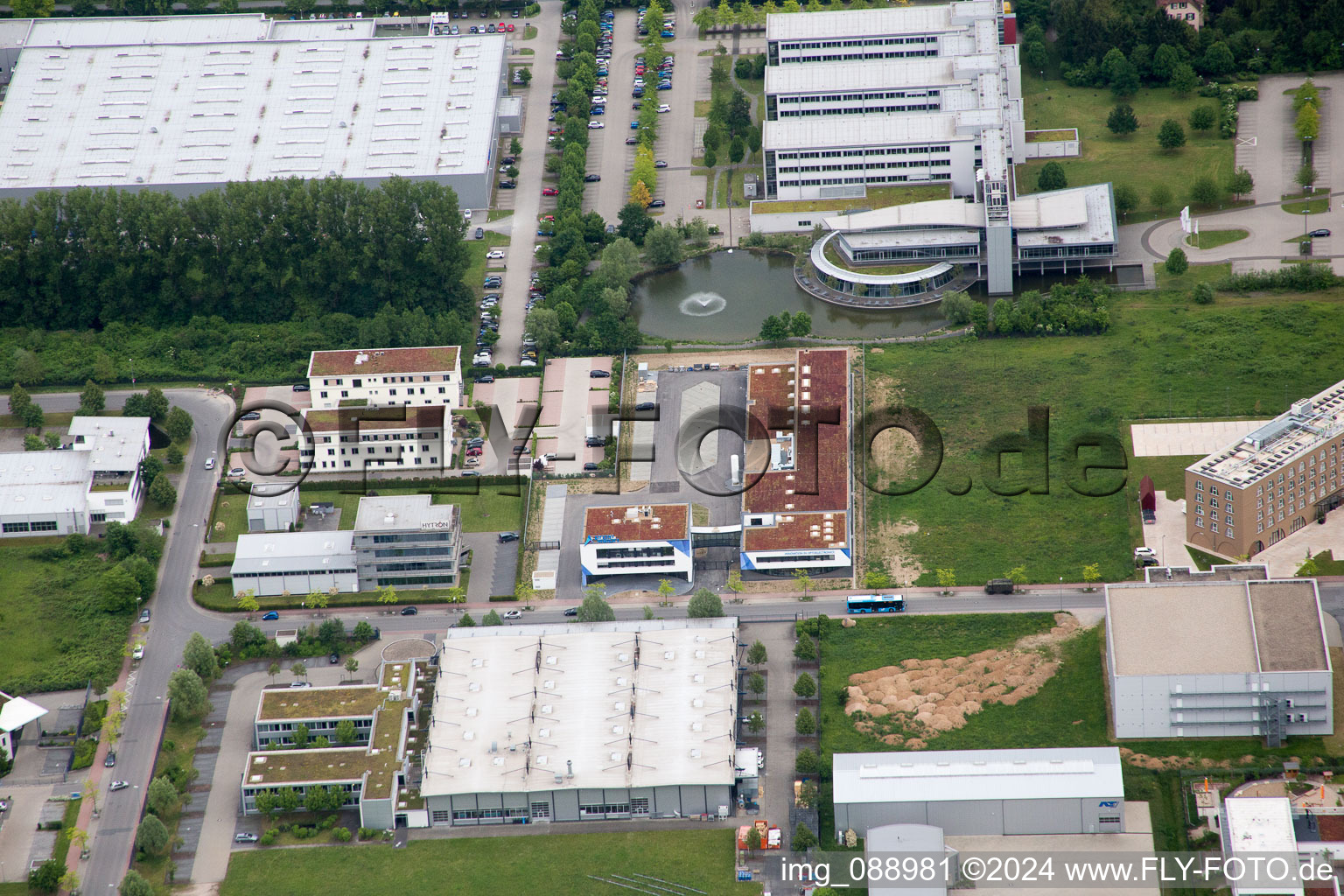 Industrial area W in Bensheim in the state Hesse, Germany viewn from the air