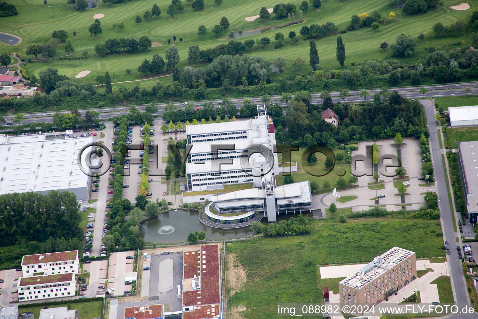 Drone recording of Industrial area W in Bensheim in the state Hesse, Germany