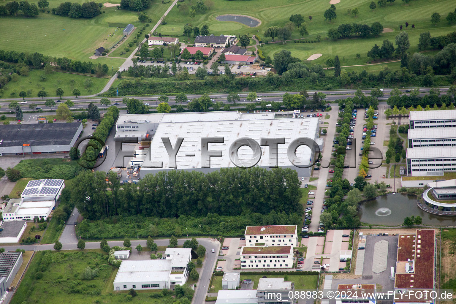 Drone image of Industrial area W in Bensheim in the state Hesse, Germany