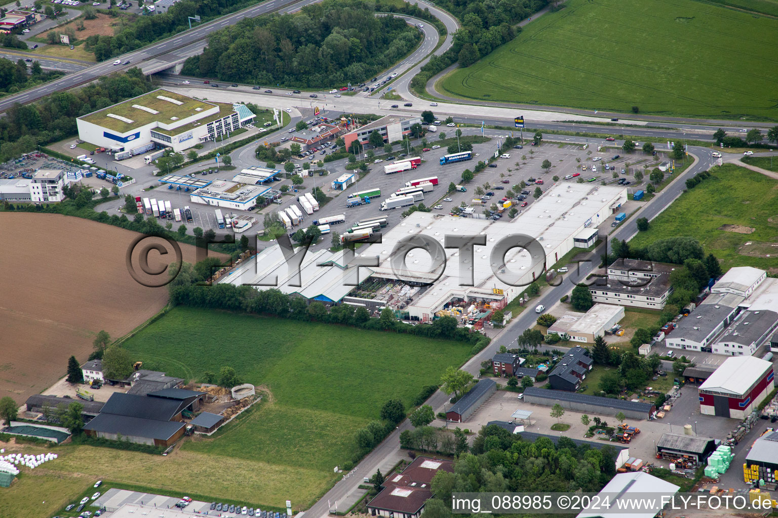 Industrial area W in Bensheim in the state Hesse, Germany from a drone