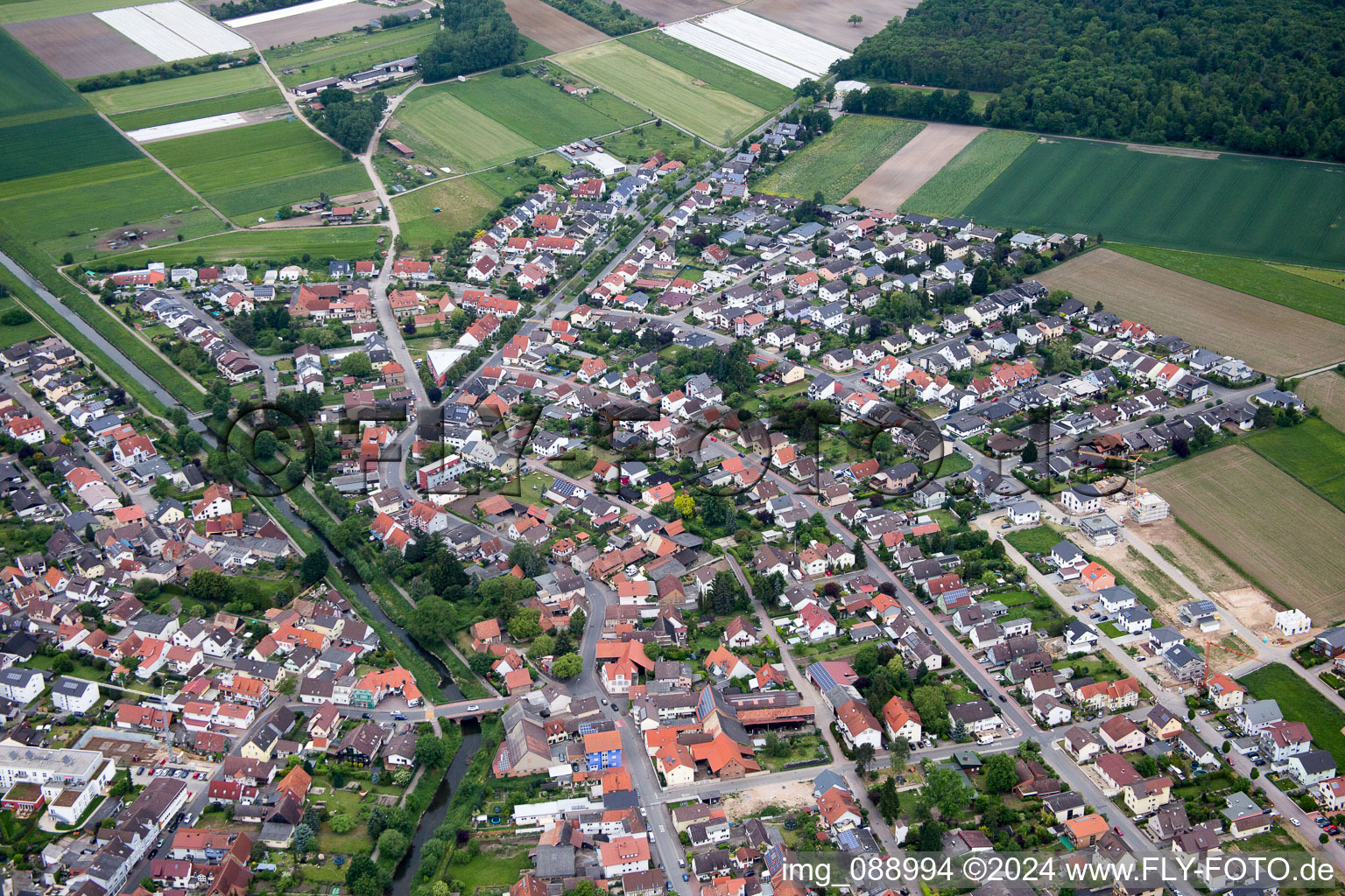 Einhausen in the state Hesse, Germany from above