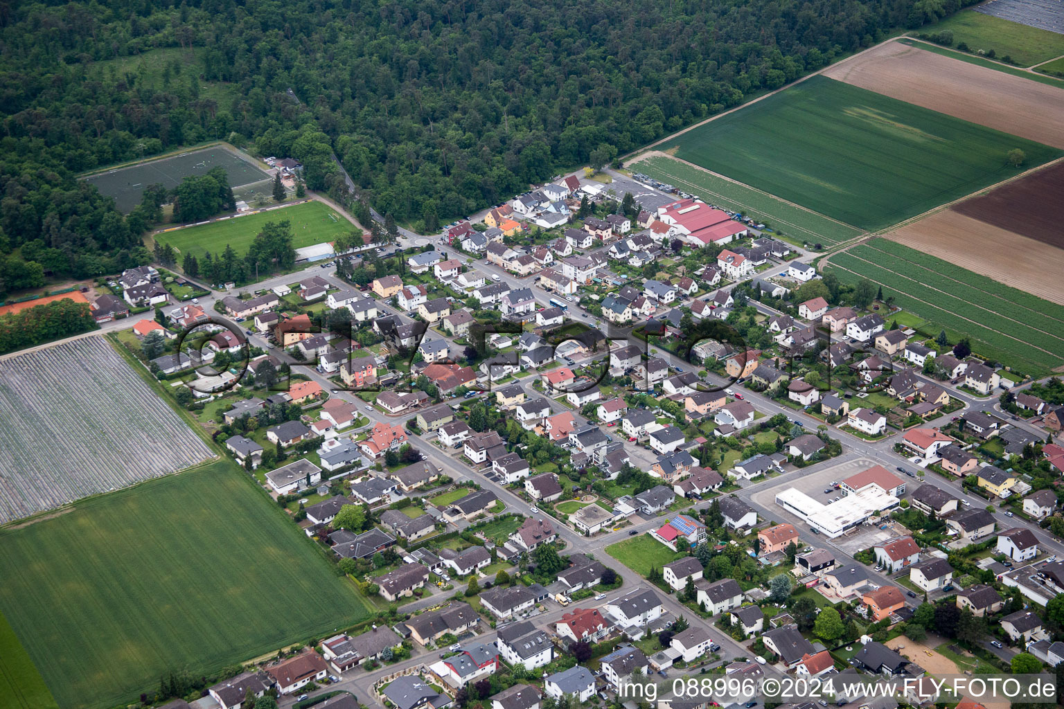 Einhausen in the state Hesse, Germany seen from above