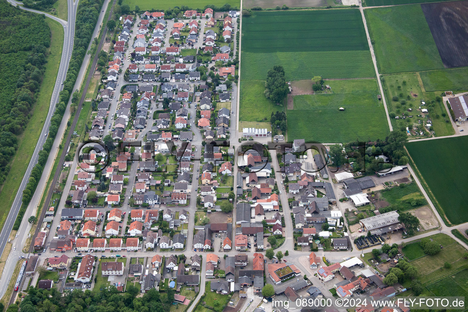 District Riedrode in Bürstadt in the state Hesse, Germany from above