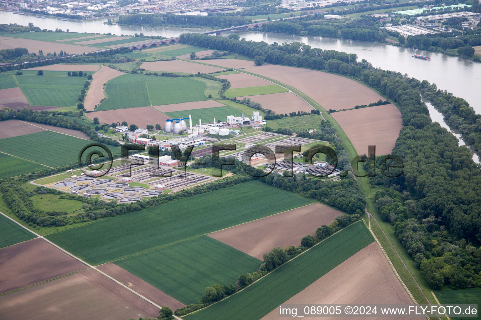 Sewage treatment plant in the district Sandhofen in Mannheim in the state Baden-Wuerttemberg, Germany