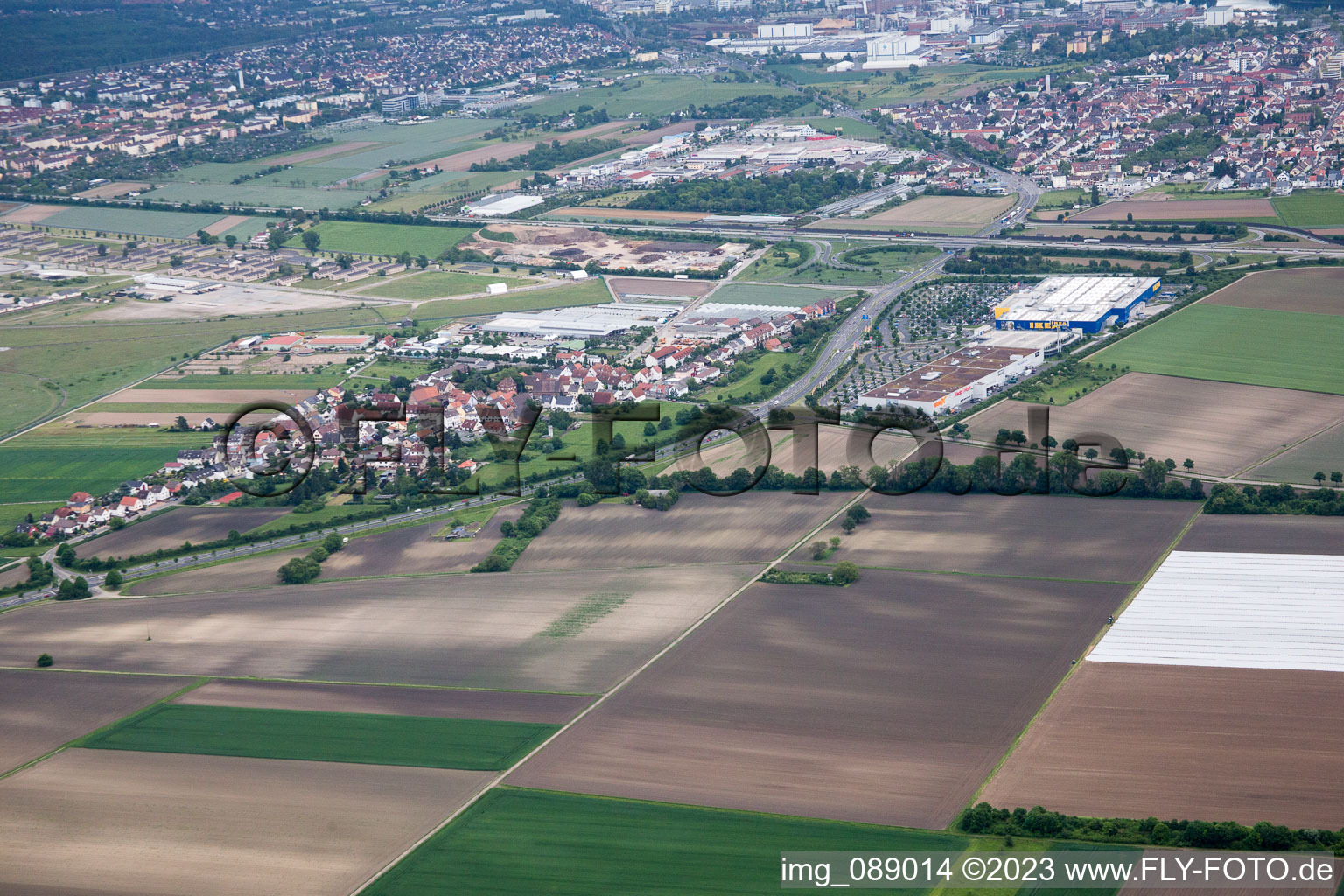Scharhof, IKEA in the district Sandhofen in Mannheim in the state Baden-Wuerttemberg, Germany from above