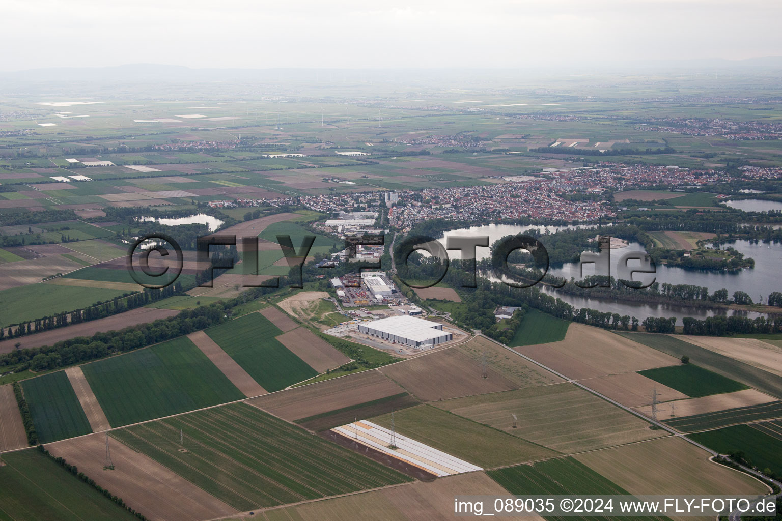 Oblique view of District Roxheim in Bobenheim-Roxheim in the state Rhineland-Palatinate, Germany