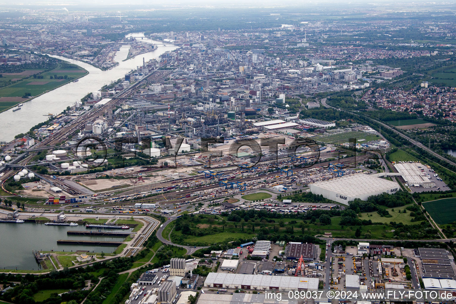 District BASF in Ludwigshafen am Rhein in the state Rhineland-Palatinate, Germany out of the air