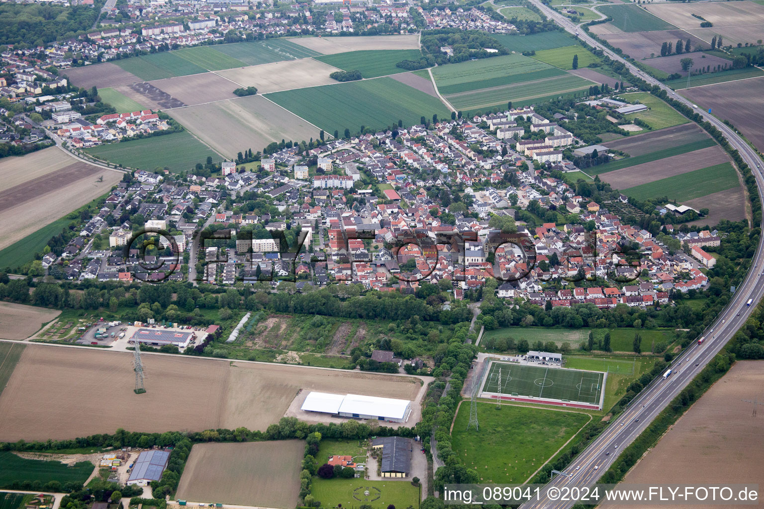 Aerial view of District Mörsch in Frankenthal in the state Rhineland-Palatinate, Germany