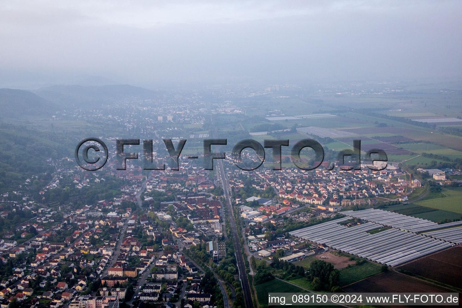 Zwingenberg in the state Hesse, Germany seen from a drone