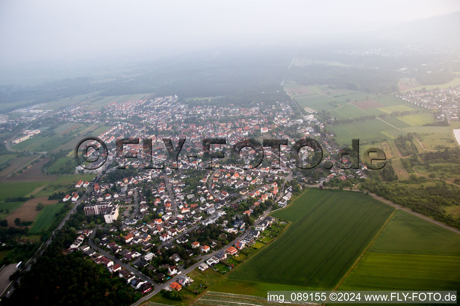 Oblique view of Alsbach-Hähnlein in the state Hesse, Germany