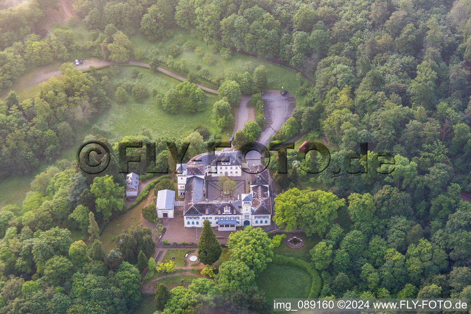 Aerial photograpy of Heiligenberg Castle Foundation in Seeheim-Jugenheim in the state Hesse, Germany