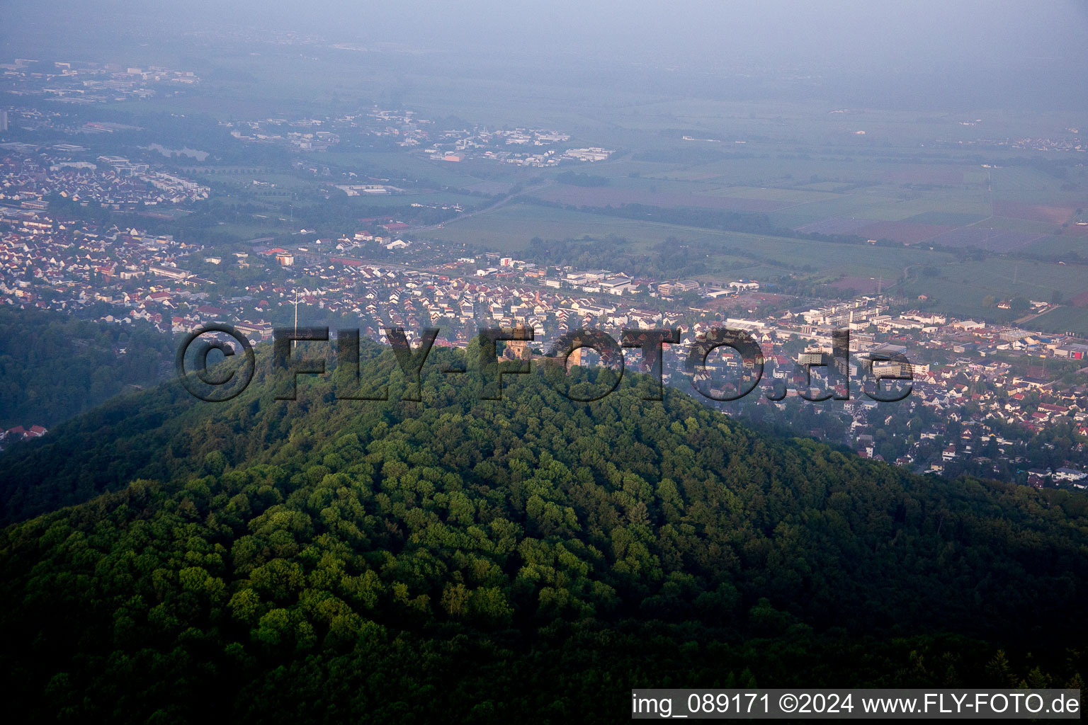 District Auerbach in Bensheim in the state Hesse, Germany from the plane