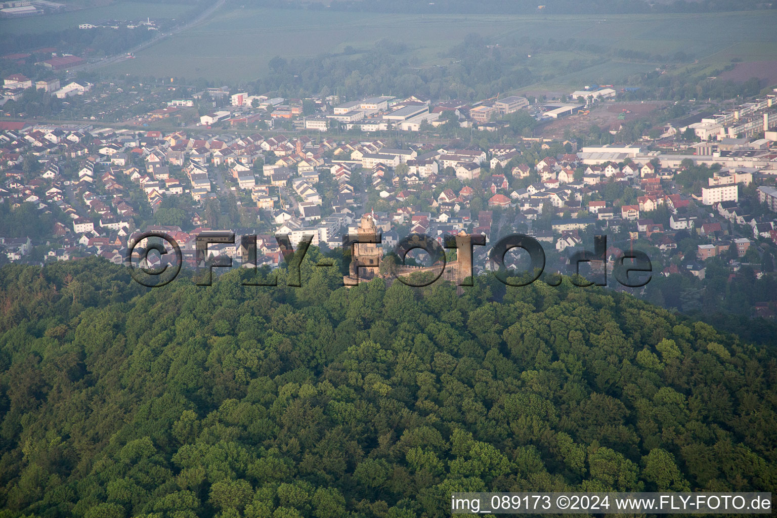 Aerial view of Castle Auerbach in the district Auerbach in Bensheim in the state Hesse, Germany