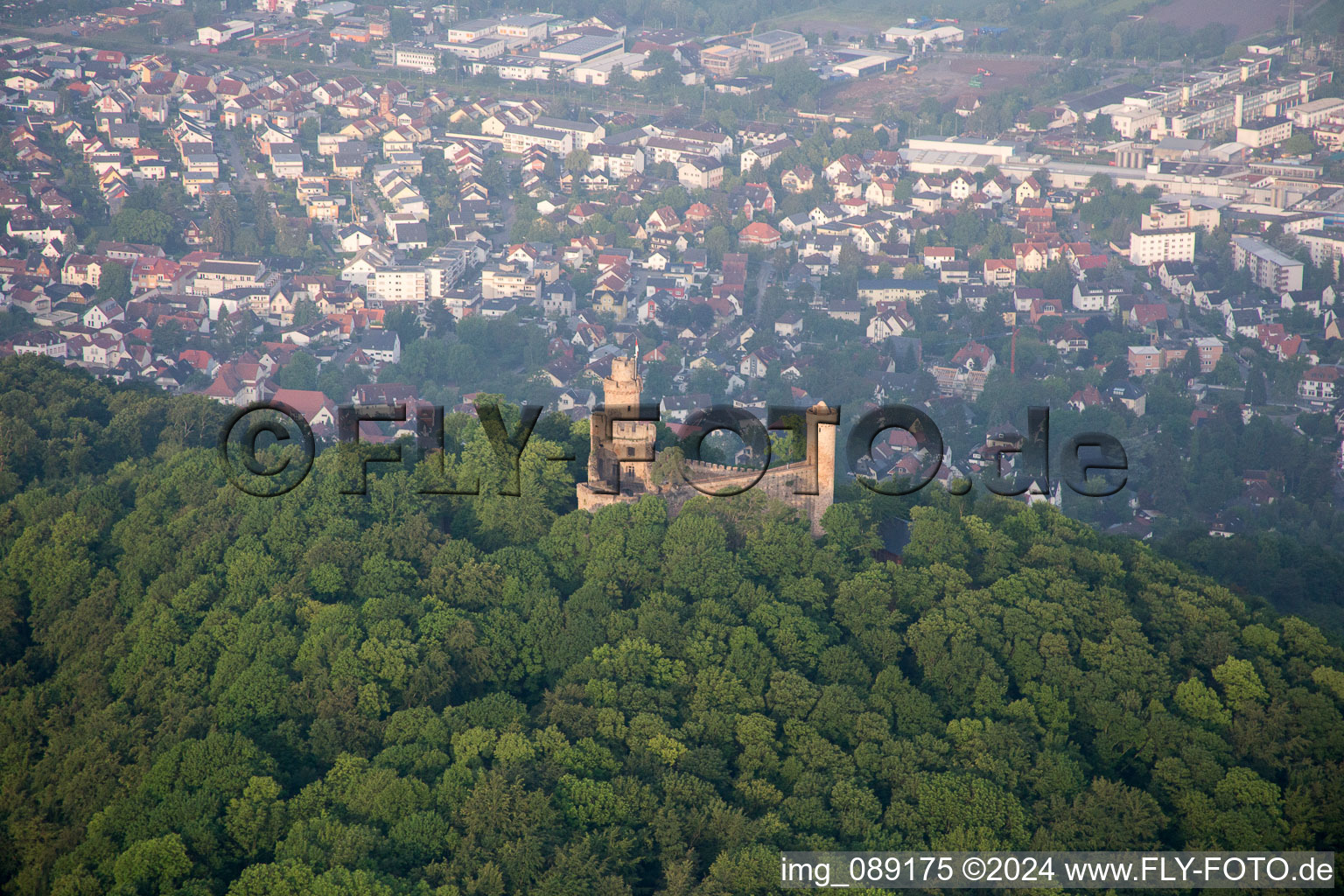 Aerial photograpy of Castle Auerbach in the district Auerbach in Bensheim in the state Hesse, Germany