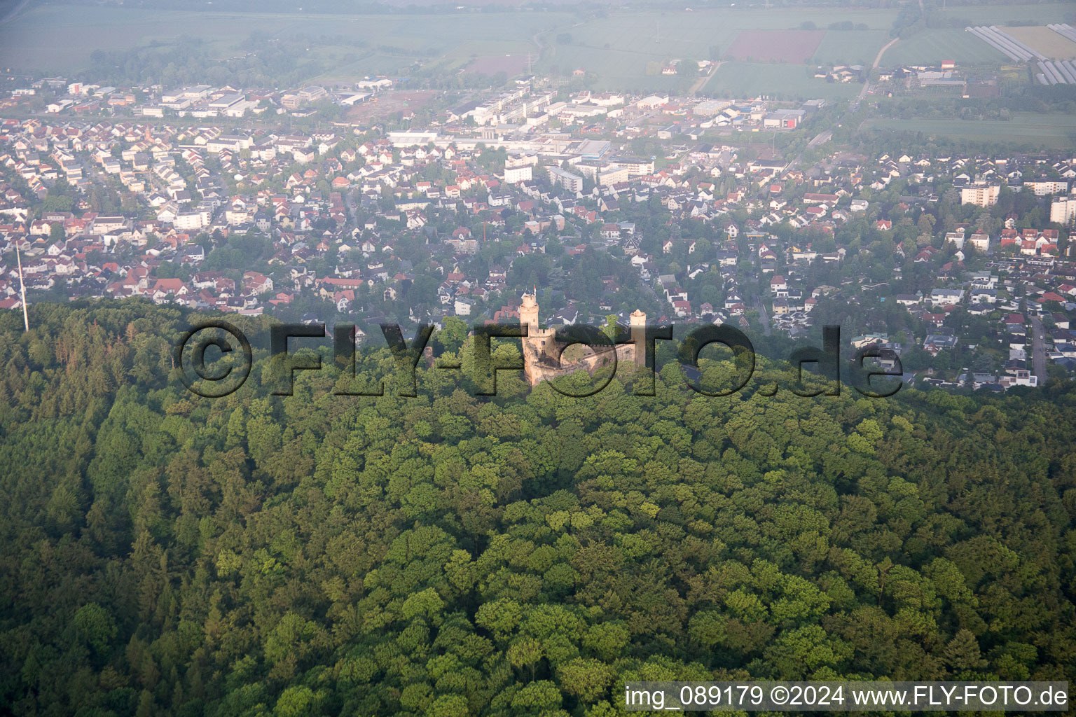 Oblique view of Castle Auerbach in the district Auerbach in Bensheim in the state Hesse, Germany