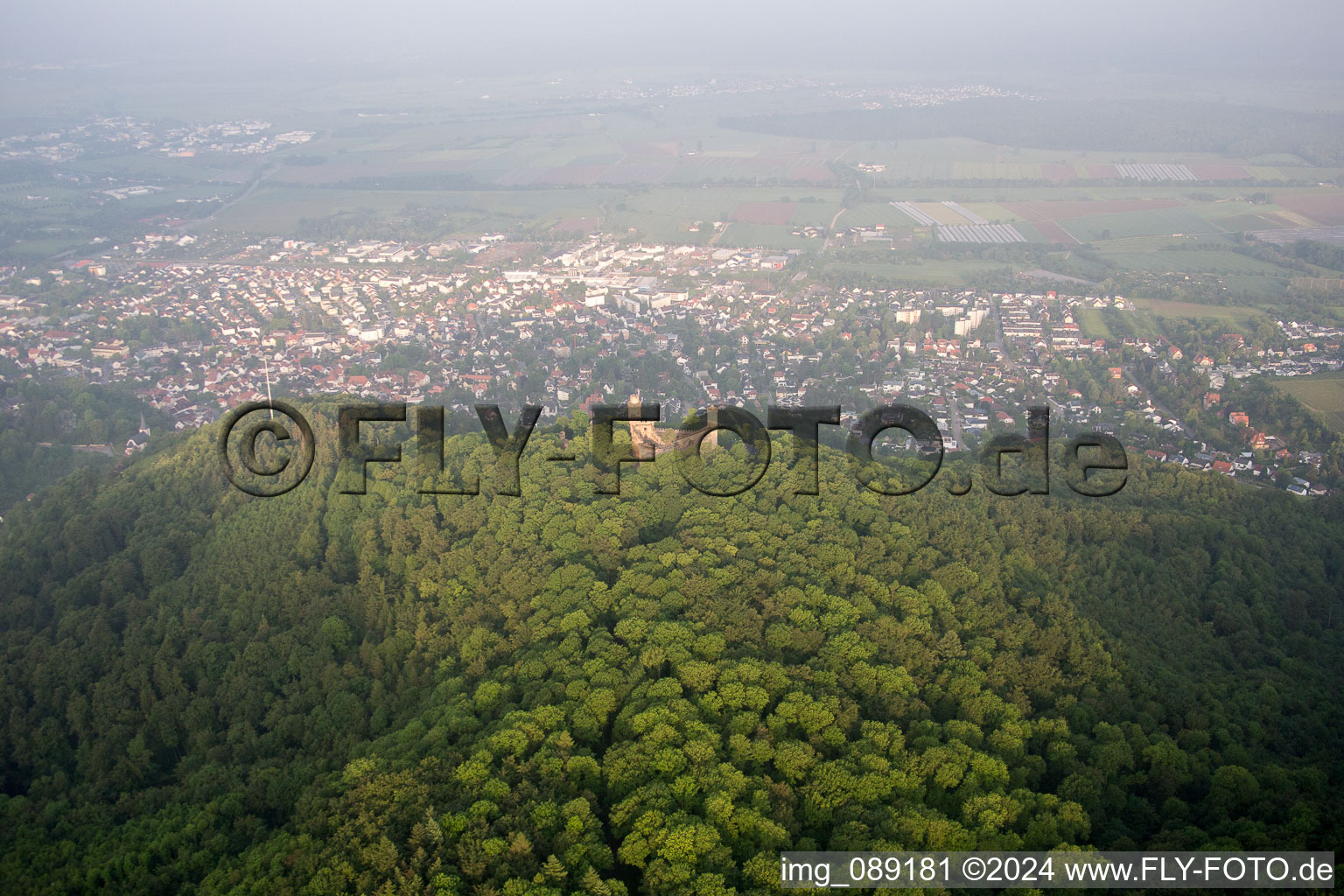 Castle Auerbach in the district Auerbach in Bensheim in the state Hesse, Germany from above