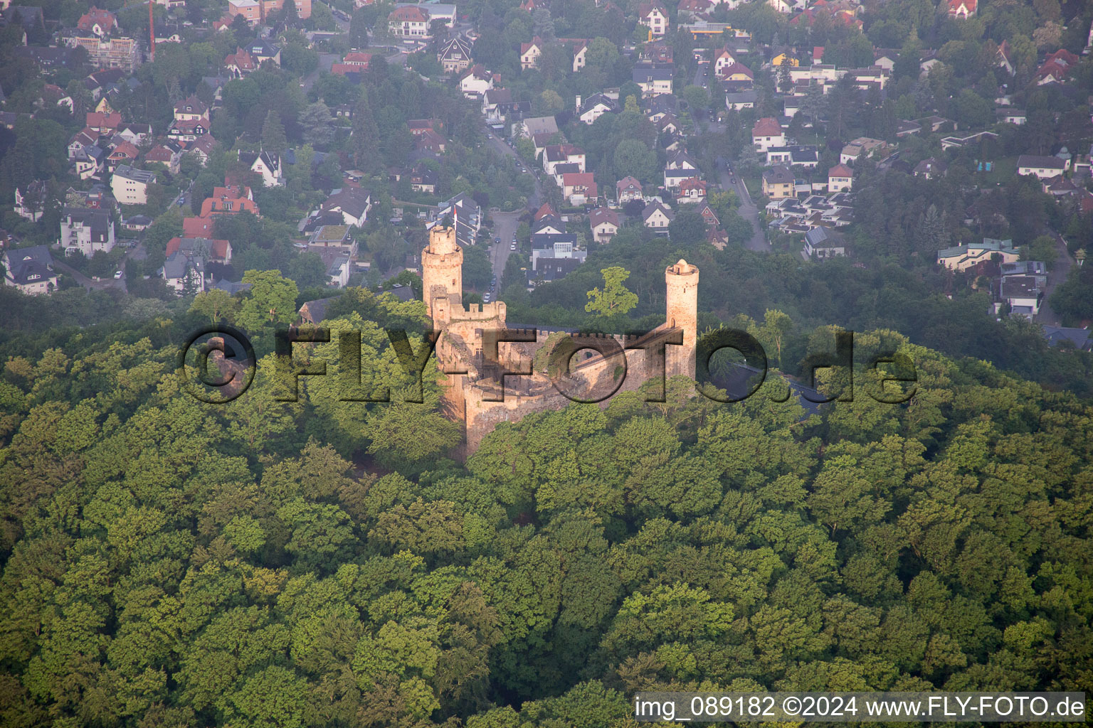 Castle Auerbach in the district Auerbach in Bensheim in the state Hesse, Germany out of the air