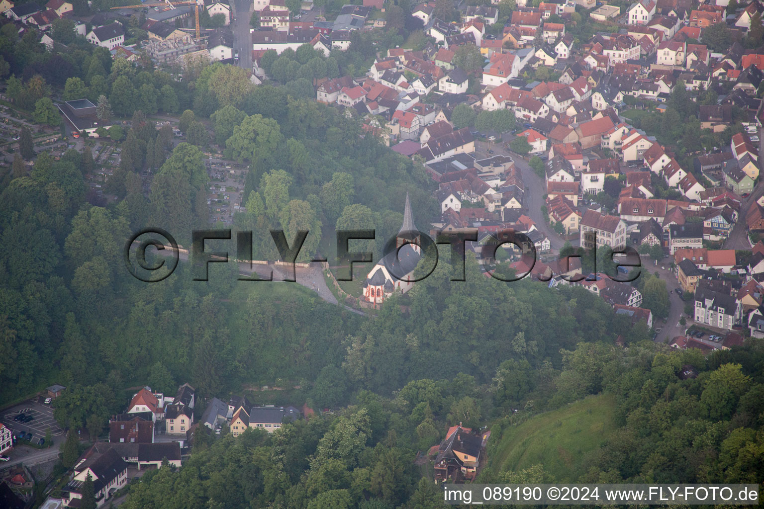 Bird's eye view of District Auerbach in Bensheim in the state Hesse, Germany