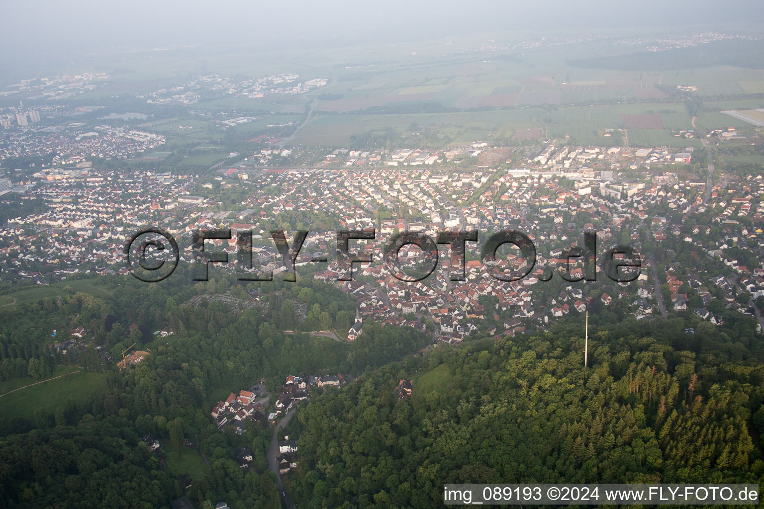 District Auerbach in Bensheim in the state Hesse, Germany viewn from the air