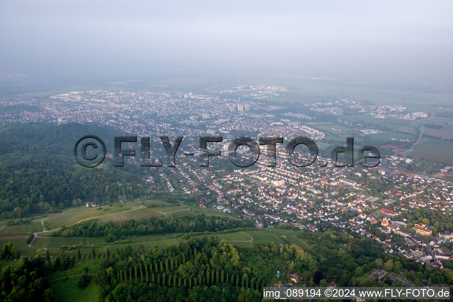 Drone recording of District Auerbach in Bensheim in the state Hesse, Germany