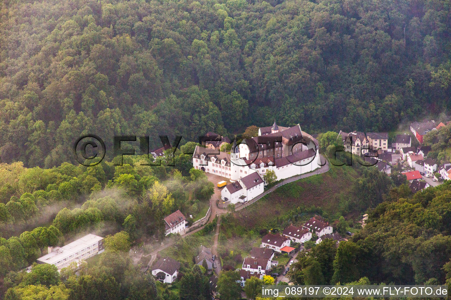 Aerial view of Lock in the district Schönberg in Bensheim in the state Hesse, Germany