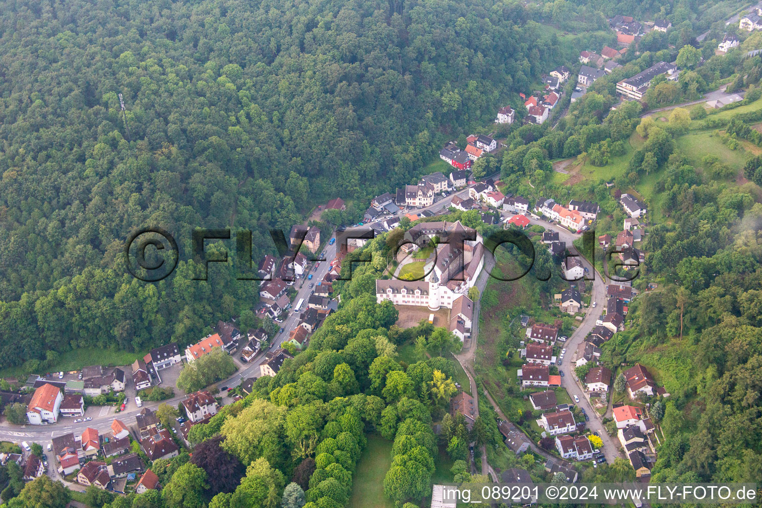 Oblique view of Lock in the district Schönberg in Bensheim in the state Hesse, Germany