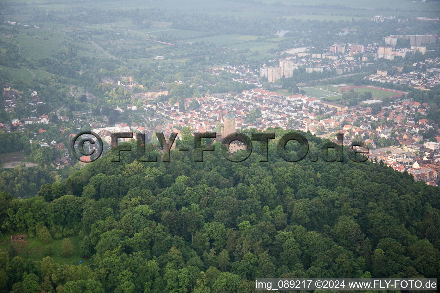 Aerial view of Unter Hambach in the state Hesse, Germany