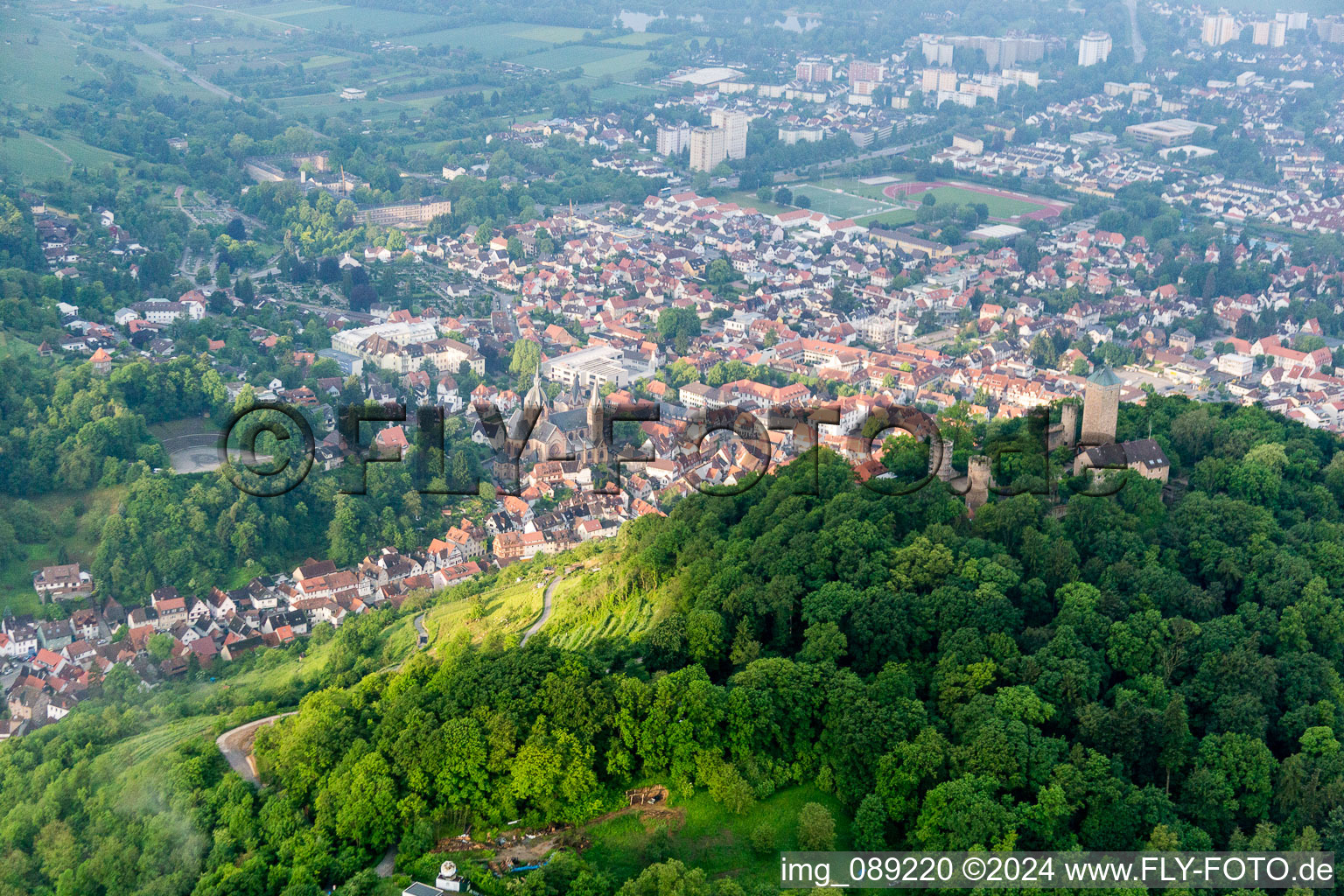 Ruins and vestiges of the former castle and fortress Starkenburg in the district Unter-Hambach in Heppenheim (Bergstrasse) in the state Hesse, Germany