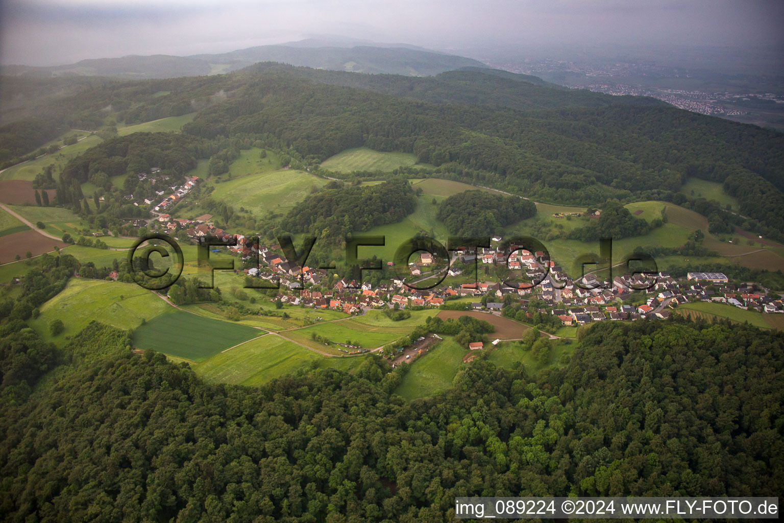 Aerial view of Erbach in the state Hesse, Germany