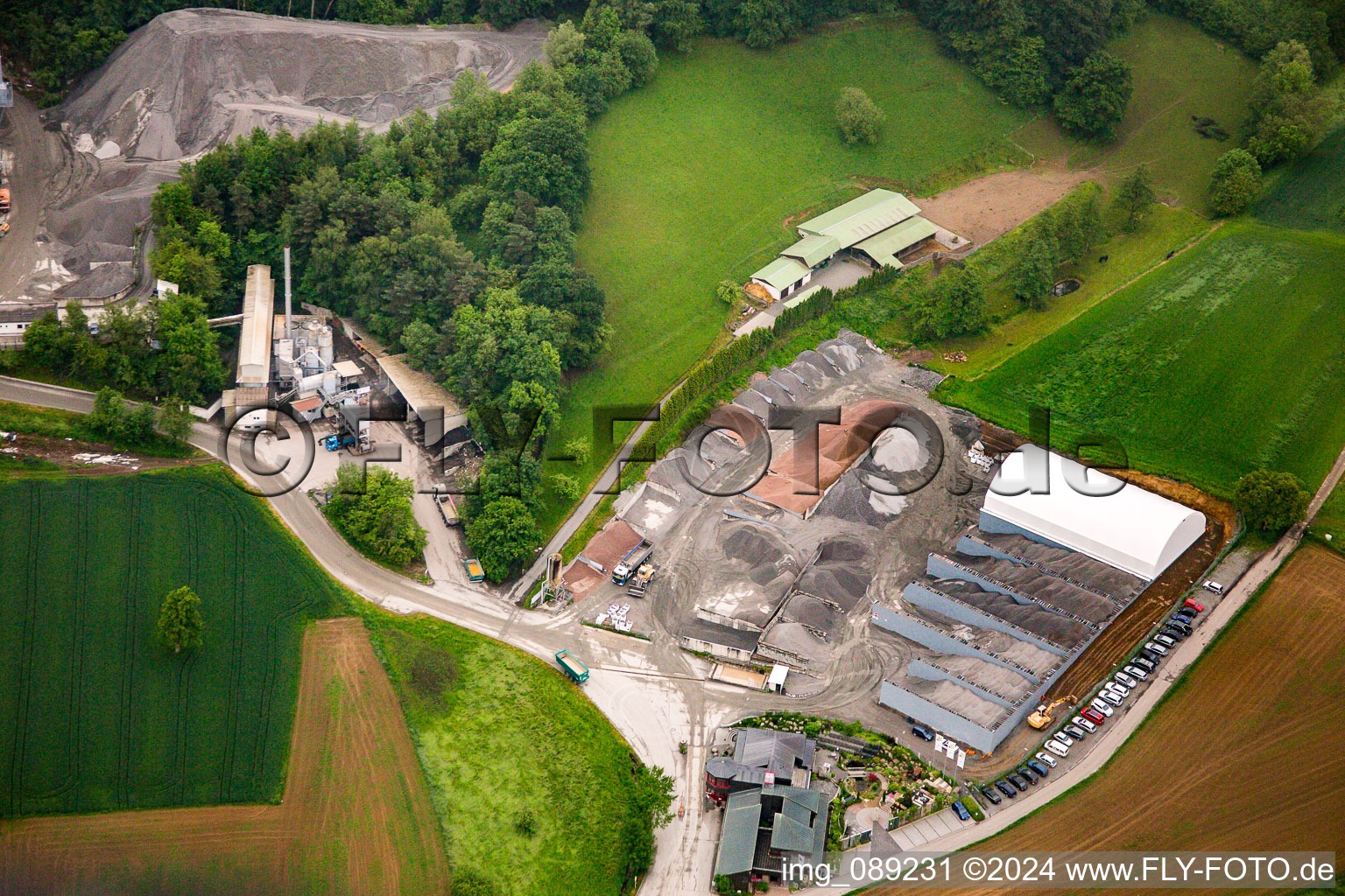 Aerial view of Quarry in Sonderbach in the state Hesse, Germany