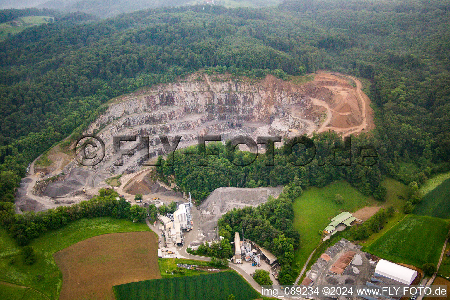 Oblique view of Quarry in Sonderbach in the state Hesse, Germany