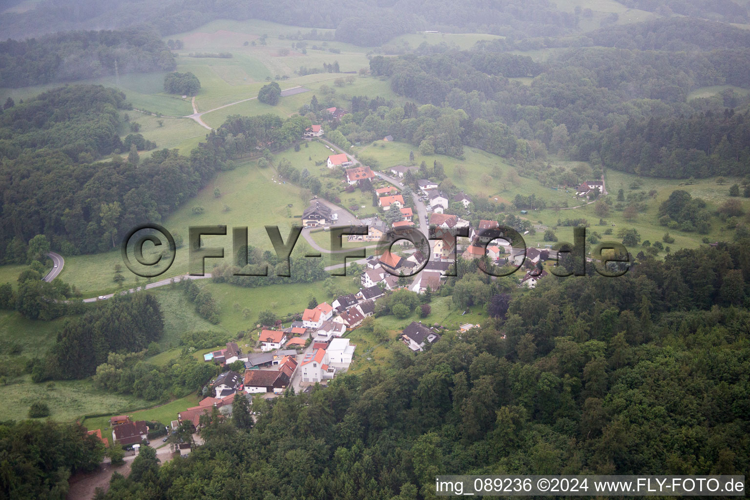 Aerial view of Sonderbach in the state Hesse, Germany