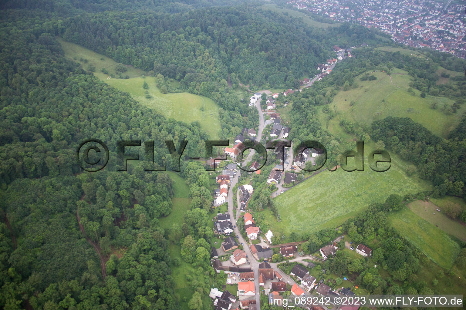 Aerial view of Laudenbach in the state Baden-Wuerttemberg, Germany