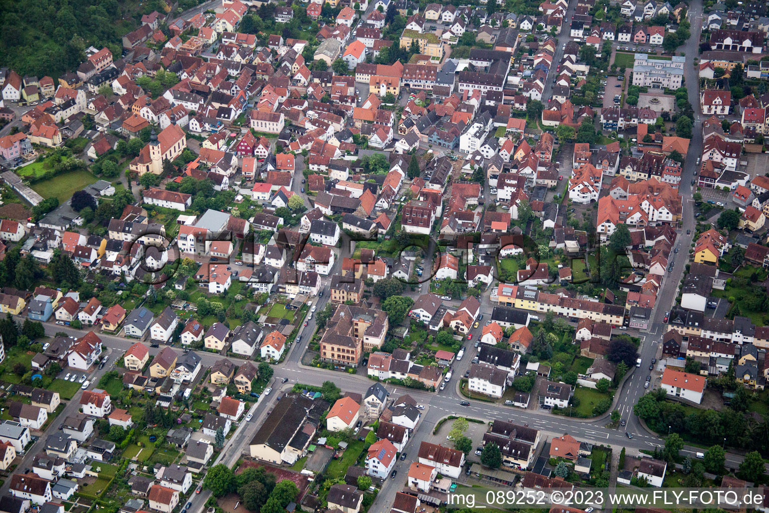 Aerial photograpy of Hemsbach in the state Baden-Wuerttemberg, Germany
