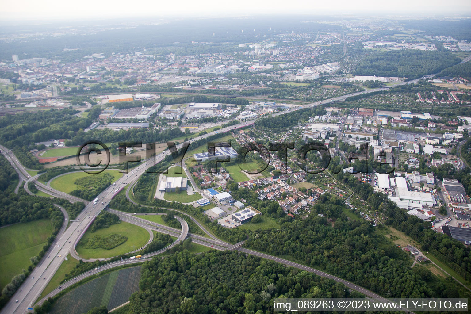Karlsruhe triangle A8/A5 in the district Durlach in Karlsruhe in the state Baden-Wuerttemberg, Germany