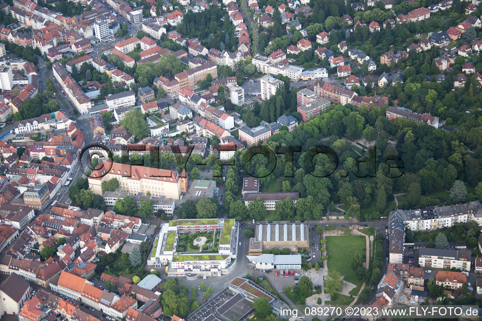 Drone image of District Durlach in Karlsruhe in the state Baden-Wuerttemberg, Germany