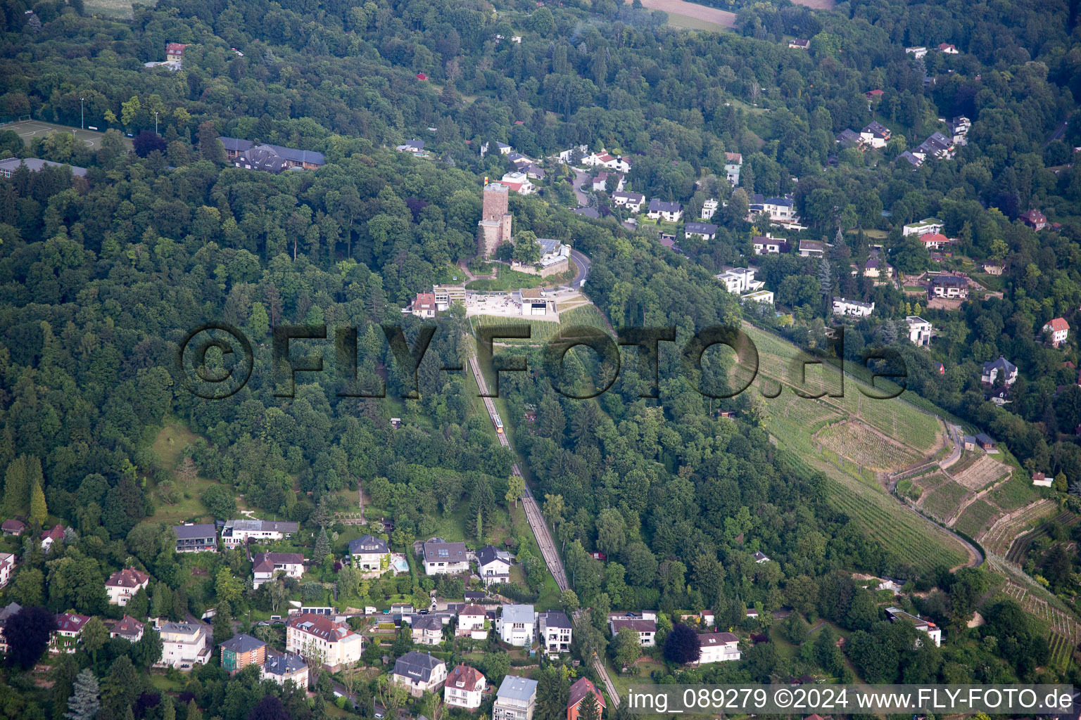 Turmbergbahn in the district Durlach in Karlsruhe in the state Baden-Wuerttemberg, Germany