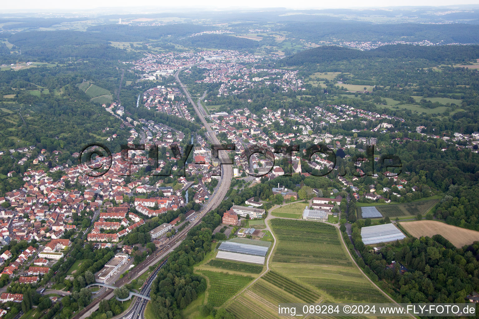 District Grötzingen in Karlsruhe in the state Baden-Wuerttemberg, Germany from above