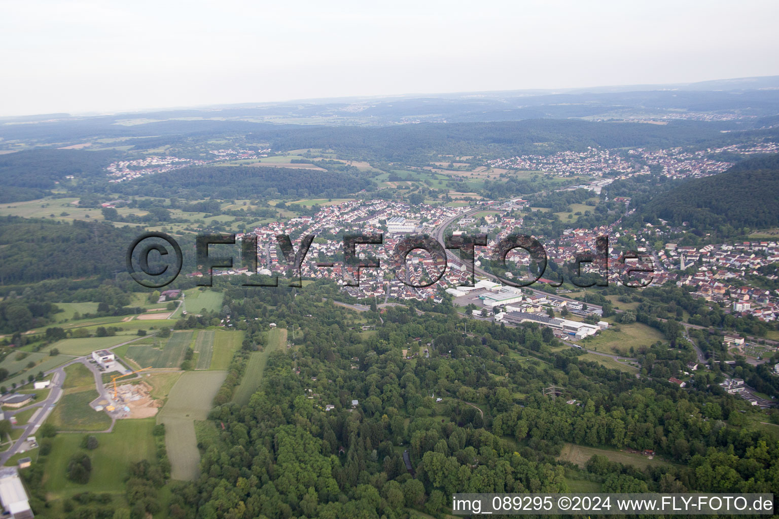 Bird's eye view of District Grötzingen in Karlsruhe in the state Baden-Wuerttemberg, Germany