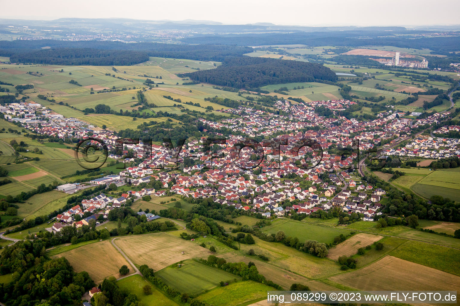 Aerial view of From the west in the district Jöhlingen in Walzbachtal in the state Baden-Wuerttemberg, Germany