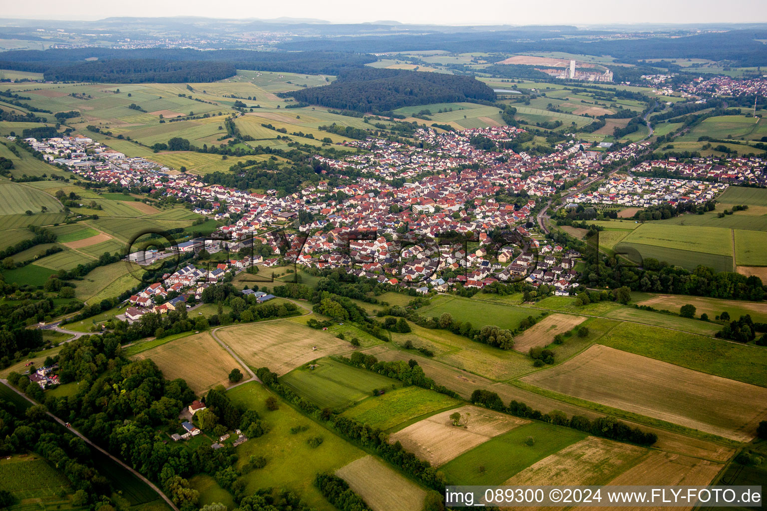 Aerial photograpy of From the west in the district Jöhlingen in Walzbachtal in the state Baden-Wuerttemberg, Germany