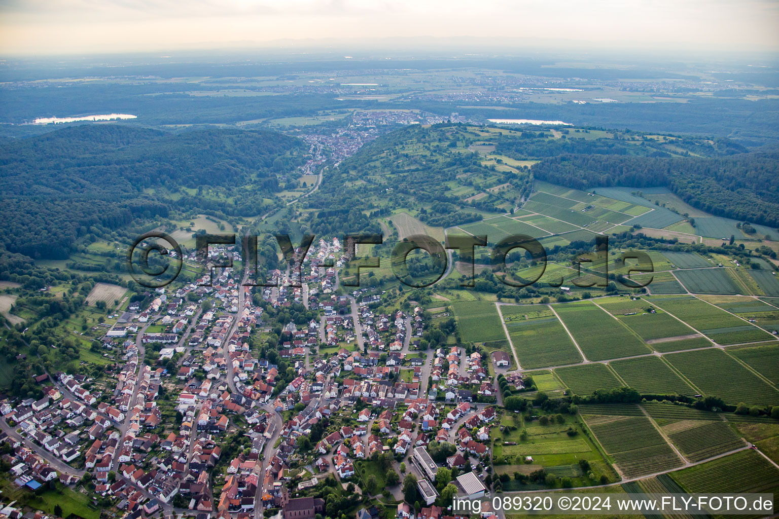 Aerial photograpy of District Obergrombach in Bruchsal in the state Baden-Wuerttemberg, Germany