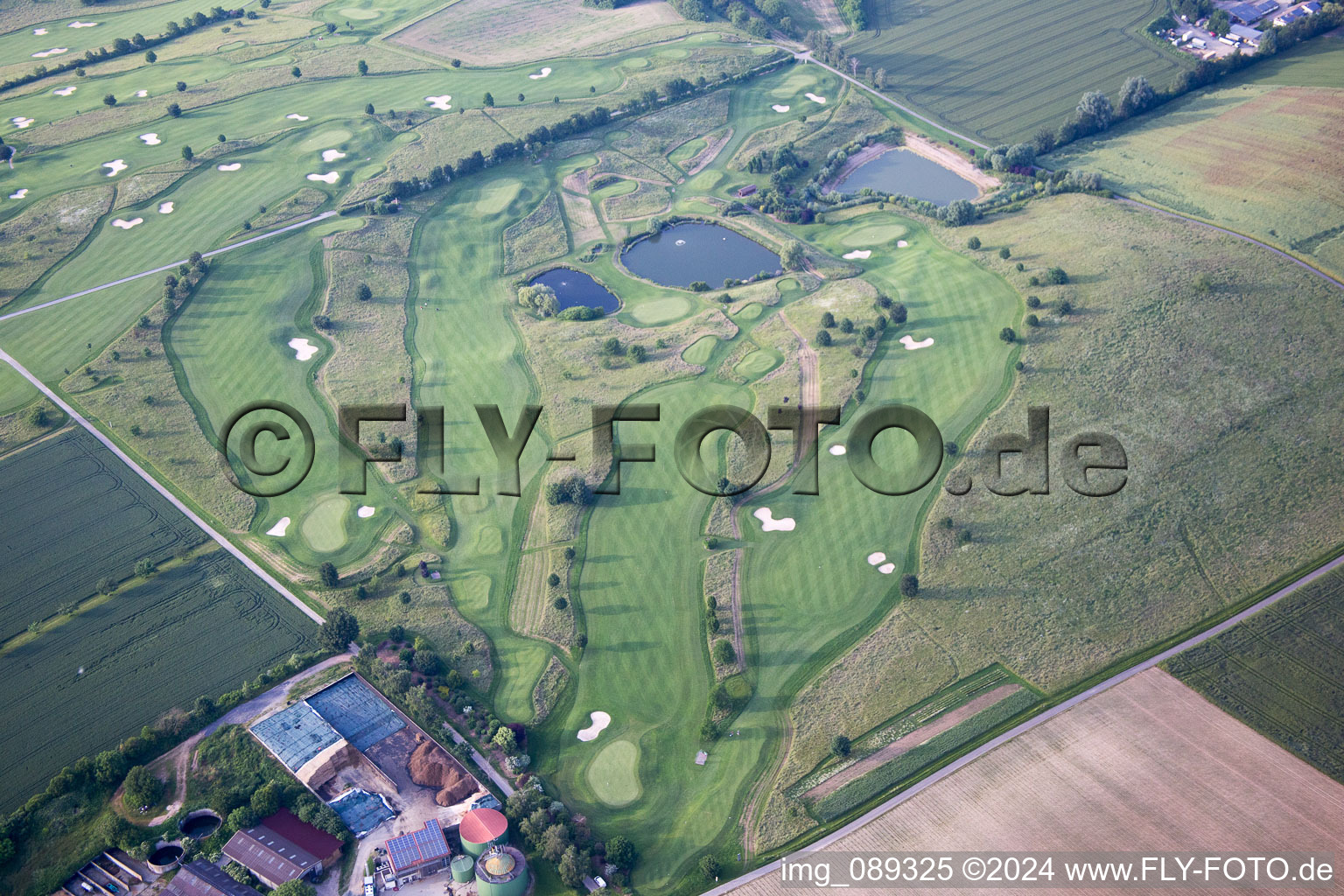 Aerial view of Grounds of the Golf course at Golfclub Bruchsal e.V. in Bruchsal in the state Baden-Wurttemberg, Germany