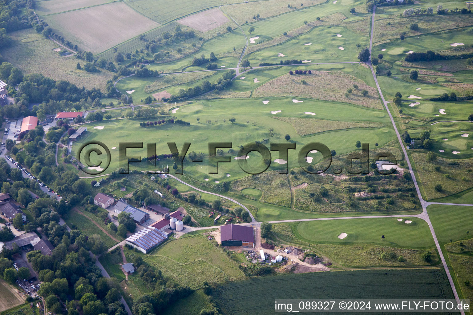 Aerial photograpy of Grounds of the Golf course at Golfclub Bruchsal e.V. in Bruchsal in the state Baden-Wurttemberg, Germany