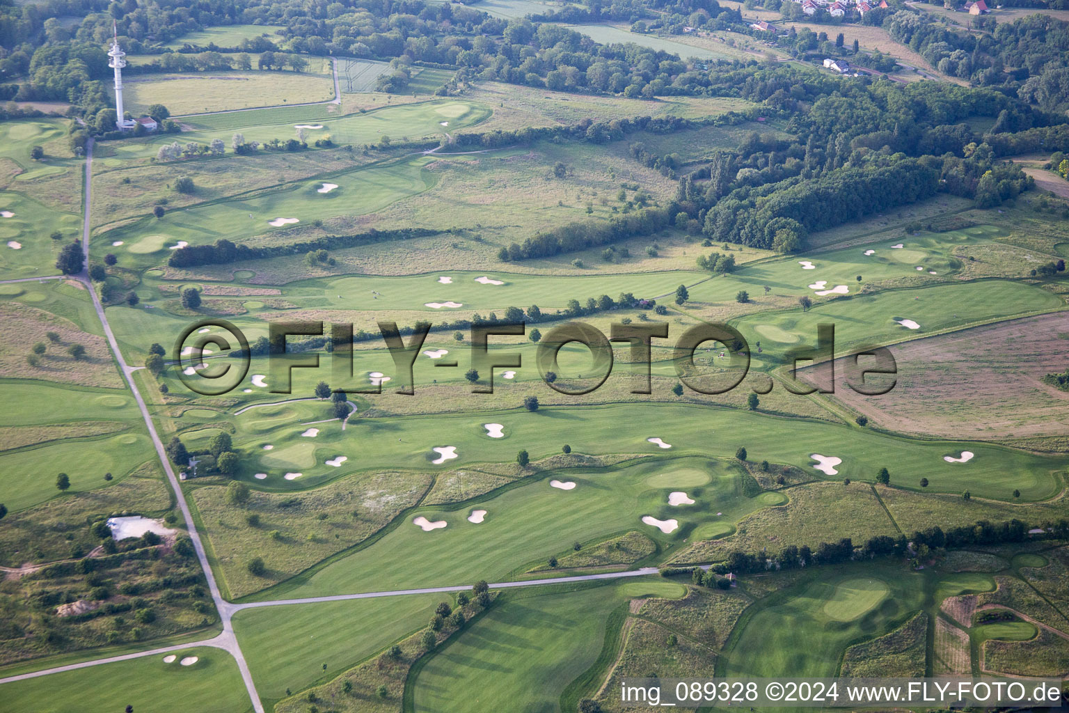 Oblique view of Grounds of the Golf course at Golfclub Bruchsal e.V. in Bruchsal in the state Baden-Wurttemberg, Germany