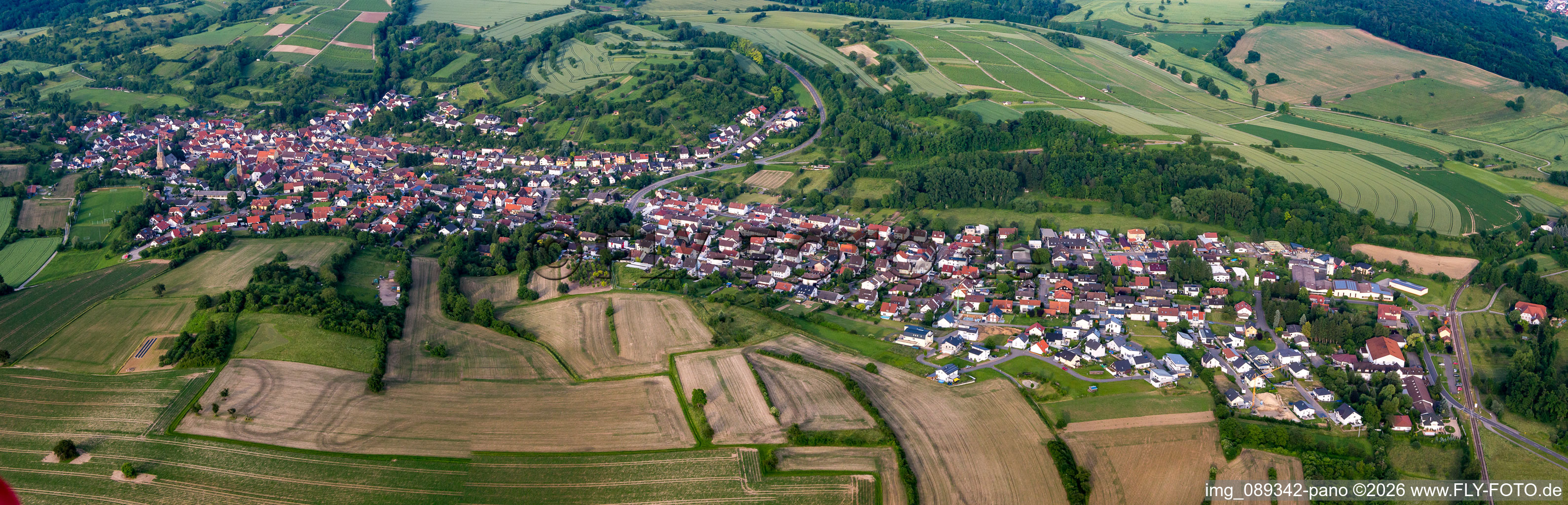 Panorama of the town from the west in the district Oberöwisheim in Kraichtal in the state Baden-Wuerttemberg, Germany